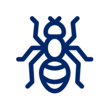 Blue ant icon on black background