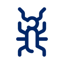Stylized blue insect icon on black background